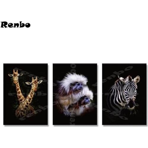 3pcs 5d diy diamond painting cross stitch animal Diamond embroidery 3d diamond mosaic Monkey Zebra Giraffe wall art pictures