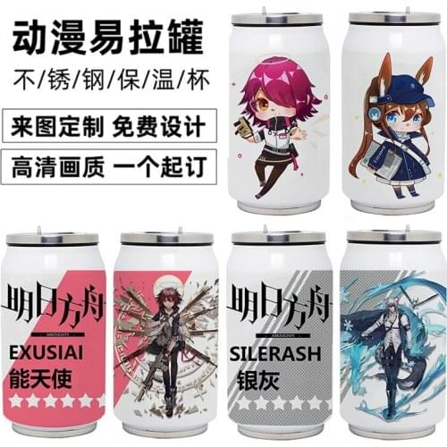 Anime Arknights Stainless Steel Thermos Cup Exusiai Amiya DIY Cosplay Vacuum Cup Toy Gifts 350ml