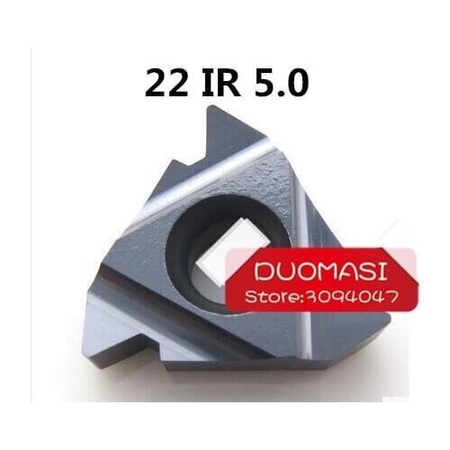 Free shipping 22 IR 5.0 ISO CNC Indexable Tungsten Carbide Threading Lathe Inserts for Threaded Lathe Holder