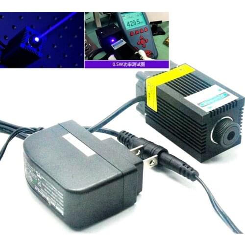 33x55mm Focusable 405nm 500mW 0.5w Violet Blue Diodes Laser Dot Module w/ 12V Power Adapter Engraver
