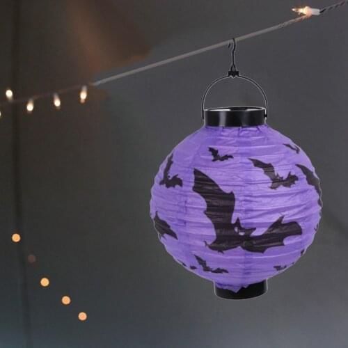 Halloween Lantern Paper Plastic Handmade Oval Festival Hanging LED Bat Lantern Halloween Bar Scene Decoration Halloween Lantern