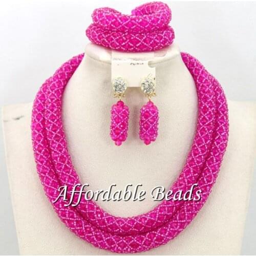 Fuschia African Jewelry Set Popular Costume Jewelry Set Unique Design Wholesale Free Shipping BN364