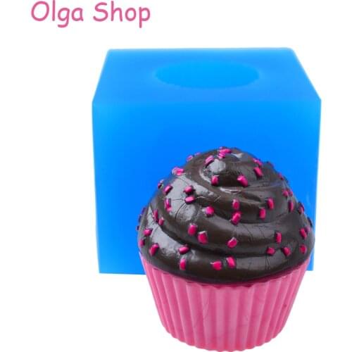 GYL551 34mm 3D Cupcake Silicone Mold - Cake Decorating Tools Resin Polymer Clay Jewelry Candle Soap Chocolate Candy Fondant