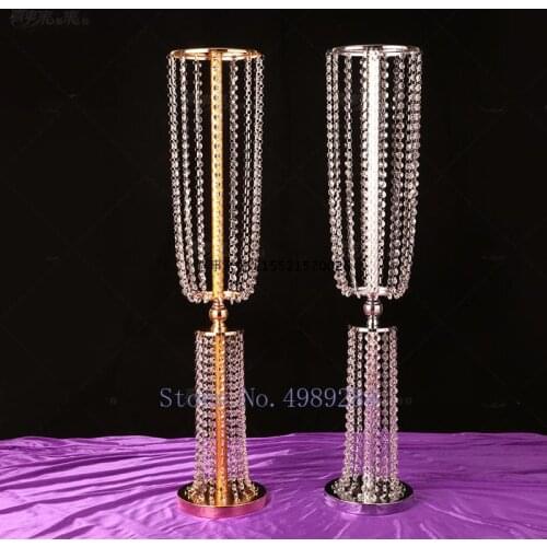Creative Retro Wedding decoration props Artificial flower stand Flower arrangement Candlestick Crystal bead curtain ornaments