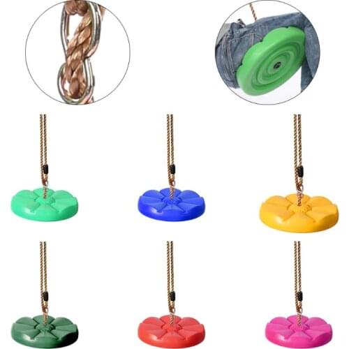 Indoor Outdoor Swing Disc Rope Swing with Adjustable Nylon String Red for Kid Children Play