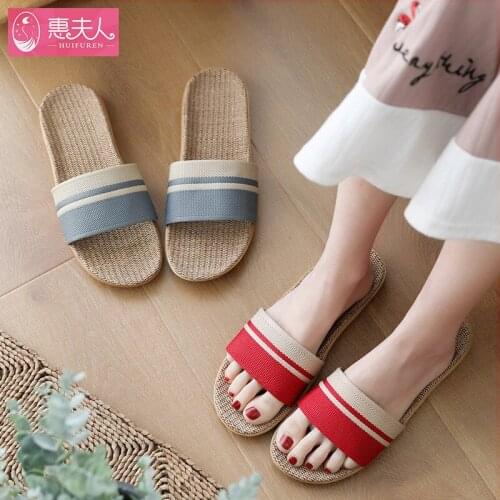 Linen Slippers Womens Indoor Home Home Thick-soled Non-slip Soft-soled Couple Slippers House Slippers Designer Shoes Men