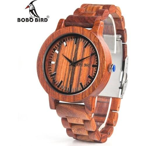 BOBO BIRD V-M10 New Arrival Mens Watch Ebony Wood Dial All Wood Quartz Wristwatch in Gift Box reloj hombre
