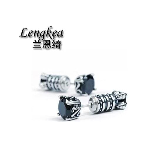 Men earrings women earring 925 silver stud earring creative black Zircon pattern silver jewelry fashion Hip-Hop ears accessories