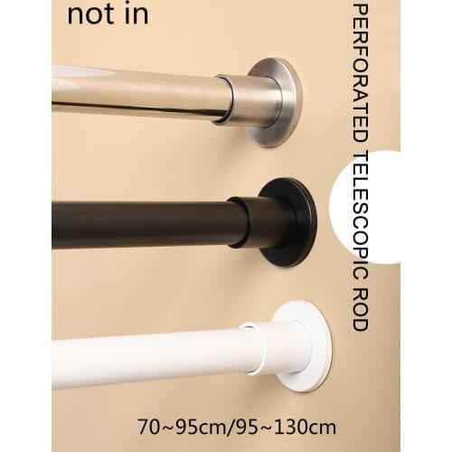 Not in/70-95cm 95-130cm Stainless Steel Bathroom Shower Curtain Tension Rod Punch Clothes Bar Retractable Home Wardrobe Rail
