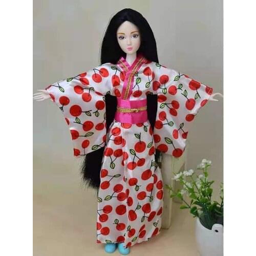 1/6 BJD Clothes Japanese Robe Traditional Kimono Doll Dress For Barbie Doll Clothes Long Yukata Cosplay Costume Dolls Accessory
