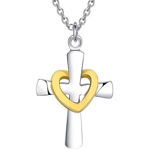 Wholesale Charm Silver Color Pendants For Women Fashion Jewelry Necklace Lady Fashion Jewelry Pendant Cross Heart AN303/bbhajsoa