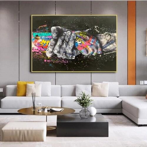 Pop Street Lovers Hand Graffiti Art Poster Canvas Painting Wall Painting Modern Home Living Room Bedroom Decorative Painting