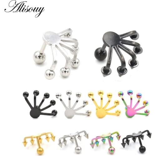 Alisouy 2pcs 316L Stainless Steel Ear Tragus Spike Paw Design Studs Earrings Body Piercing Jewelry For Women Men Stud earrings
