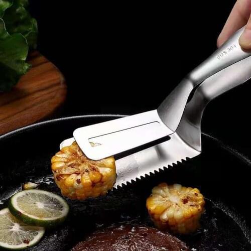 Steak spatula stainless steel toothed multifunctional food tongs food barbecue tongs fried fish tongs shovel barbecue tongs