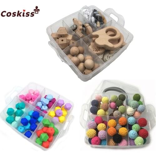 Silicone Teether Baby DIY Crafts Set Pacifier Clips Crib Toy Safe And Natural Silicone Hexagon Bead Teether Necklace Pendants