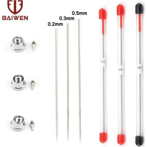 0.2mm/0.3mm/0.5mm Airbrush Nozzle Needle Air Brush Cap Replacement Spray Gun Parts Spraying Paint Tool Body Brushwork Accessorie