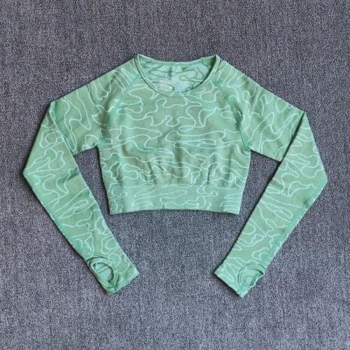 Sportswear Running T-Shirts Yoga-Top Vital Seamless Yoga Shirt Women Fitness Camouflage Long Sleeve Workout Tops Gym Clothes