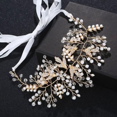 Sainmax New Fashion Bridal Wedding Headband for Wedding Photos Leaf Flower Headwear Wedding Accessories for Wedding Party