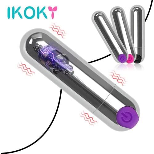 IKOKY Strong Vibration Bullet Vibrator Sex Toys for Women USB Rechargeable 10 Speed Waterproof G-spot Massager Adult Products