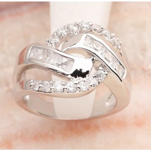 Impressive White Stone 2*2mm Semi-precious Stone Silver Cool For Women Ring Q2046