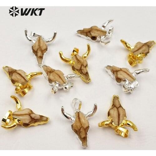 WT-P1212 Wholesale fashion jewelry tiny size cattle head pendant High quality Charm Buffalo pendant for jewelry making