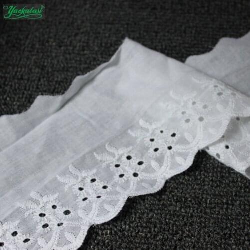 YACKALASI 15 Yds Cotton Lace Eyelet Embroidered Lace Fabrics White Black Swiss Cotton Voile Appliqued 3D Flower Trims Diy 11cm