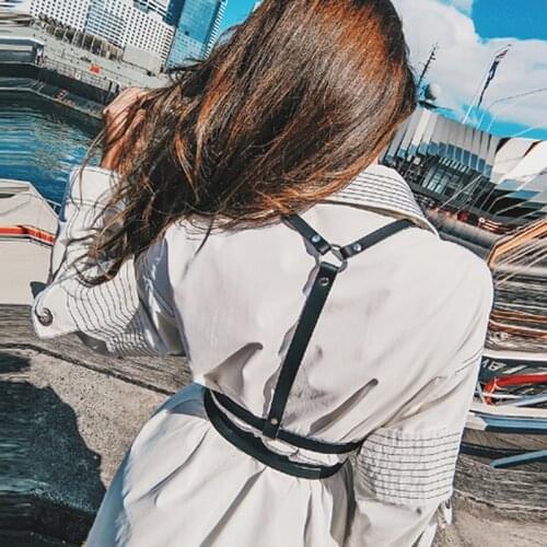 Women Elegant Harness Waist Belt Harajuku O-Ring Garters Faux Leather Women Body Adjustable Slim Strap Clothing Accessories New