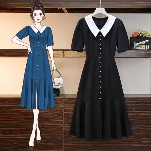 EHQAXIN Womens Casual Dresses Summer New Style Fashion Simple Ladies Long Slit Fishtail Dress Large Size For Female 2021 L-4XL