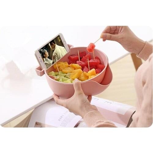 1PC Fruits Melon Seed Snack Case Food Storage Box Creative Double Deck Case Home Accessories with Mobile Phone Stand OK 0660