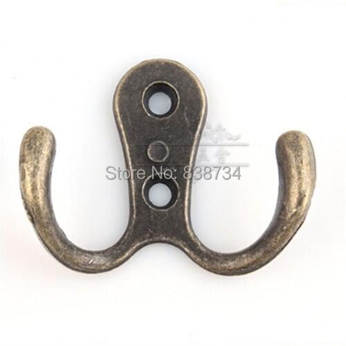 10pcs 54*43*20 double hook metal coat hooks key bag hook vintage retro finishing clothes