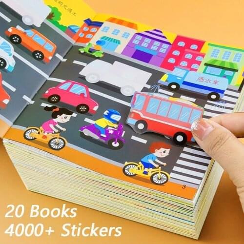 20 Books For Kids 4000 Sheets Cute Anime Stickers Childrens Concentration Training Baby Student Manga Libros Art Drawing Color