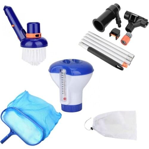 5pcs/set Swimming Pool Vacuum Cleaner Cleaning Tool Kit Suction Spary Jet Skimmer Cleaning Brush Chlorine Tablet Dispenser Set