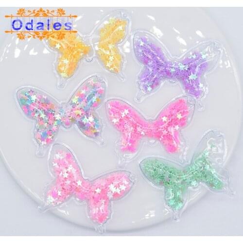 12Pcs/lot Shake Shake Star Butterfly Appliques Bling Flowing Sequins Animal Patches Baby Girl Accessory Stick-On Baby Hat Supply