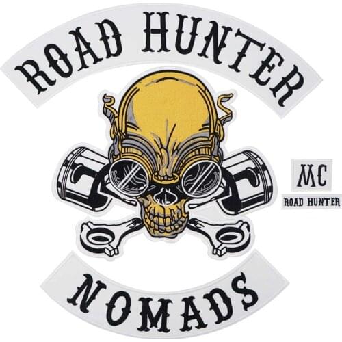 LARGE ROAD HUNTER Embroidered Applique Sewing Label punk Patches Clothes Stickers Apparel Accessories Badge