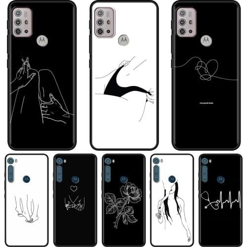 For MOTOROLA One Fusion Case for Moto G10 G9 G8 Plus Play Power One G20 G30 G40 G50 G60 Edge 20 Shell Lover Art Line Aesthetics