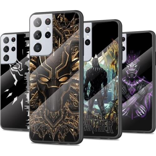 Black Panther Art Tempered Glass Cover For Samsung Galaxy S21 Plus Ultra M21 M31 M51 A52 A72 Phone Case Coque