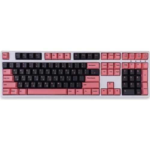 Black and Pink Cherry profile Dye Sub Keycap Japanese Korean Root for mechanical keyboard 60 87 104 tkl ansi xd64 bm60 bm68