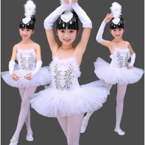 Professional White Girls Swan Lake Ballet Dresses Ballerina Dancing Costumes For Kids Dance Dress Performance Tutu Dancewear