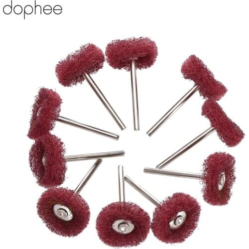 Dophee 10Pcs 3mm Polishing Buffing Wheel Electric Grinding Brush Sanding Scouring Pad for Drill Grinder Rotary Tools Accessories