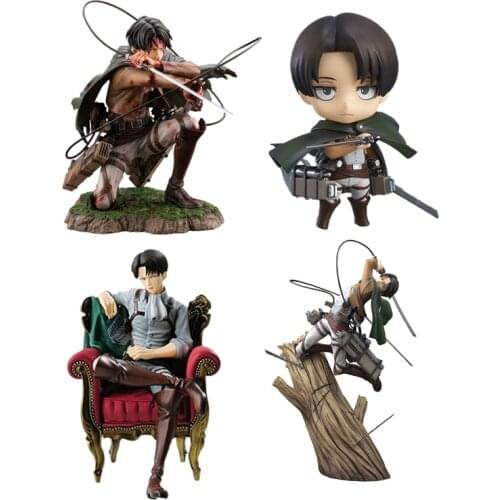 Attack on Titan Anime Figure Levi Ackerman Action Figures Version Soldier 390# Levi Ackerman PVC Model Collect Toys 10-28cm