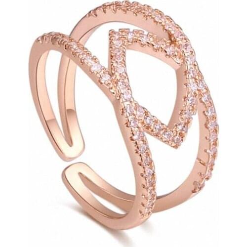 TRACYSWING Element Brand Real AAA Zirconia Micro Inlays Rose Gold Color Ring Party For Women Valentine Gift Th-129830