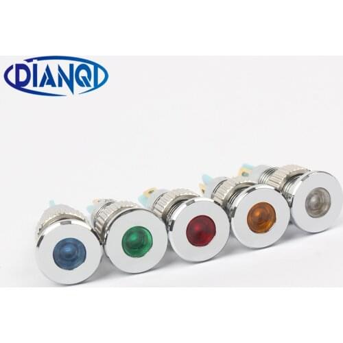 LED Metal Indicator light 8mm waterproof Signal lamp 6V 12V 24V 220v dot LIGHT red yellow blue green white 8ZSD.PY.C
