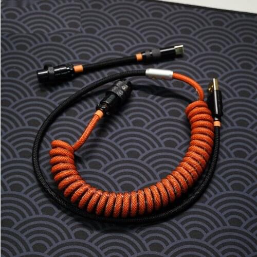 FBB Cables Carbon Orange Colorway Customized Keyboard Cable Keycap Aviation Plug Data Cable Type-C Mini Mirco To USB Connector