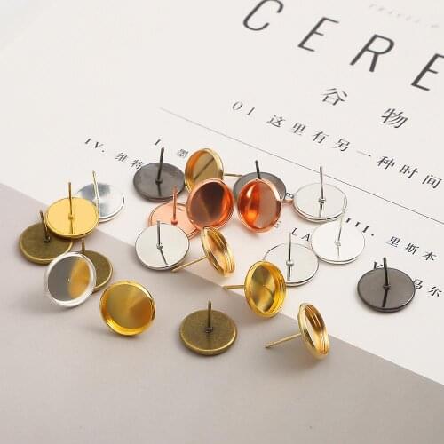 Mix 7size 8-20mm Earring Base Cabochon Cameo Base Blank 10Pcs/Lot Flat Earring Setting Jewelry Making For Earrings Supplies