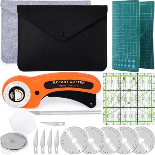 MIUSIE Sewing Kit Set Clothing Sewing Tools Hand Cutting Knife Set Patchwork Cloth Knife Patchwork Ruler DIY tool A4 cutting mat