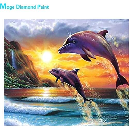 Sea Dolphin Diamond Painting Round Full Drill Animal Nouveaute DIY Mosaic Embroidery 5D Cross Stitch Home Decor Gifts
