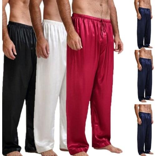 Mens Satin Silk Soft Pajamas Pyjamas Pants Sleep Pants Bottoms Lounge Pant S-XL