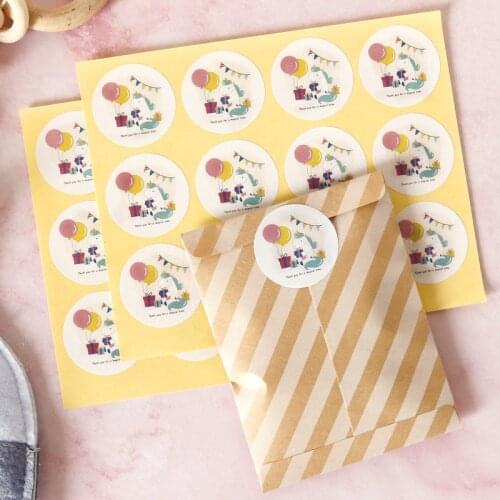 120pcs 3.5cm Cute Mermaid Alpaca Seal Stickers Unicorn Happy Birthday Party Gift Sealing Labels Scrapbooking Accessories