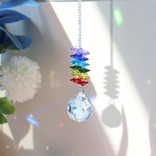 New Crystal Sun Catchers Pendant Prism Colorful Beads Hanging Drop Curtain Decor Hanging for Outdoor Indoor Garden Decor