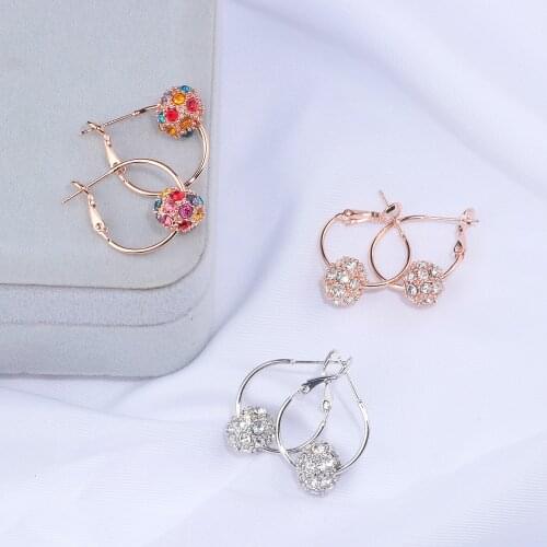 New Design Trendy Charm Austrian Crystal Hoop Earrings For Women Geometric Round Rhinestone Big Circle Earrings Jewelry WX116